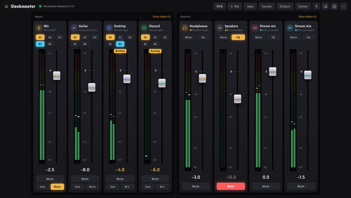 Sleekmeeter in the Console theme